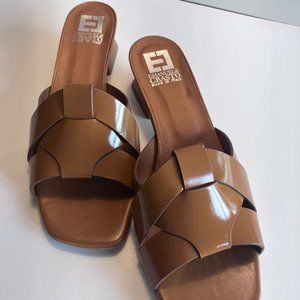 Emanuele Crasto Slide-on Leather Sandals in Caramel Size 10 NWOT